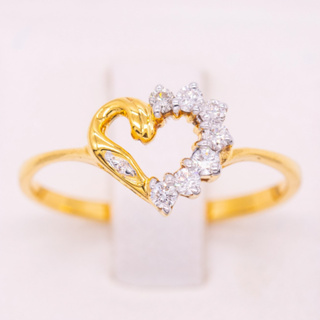 แหวนหัวใจ ฝังเพชรครึ่งดวง น่ารักๆ มากกก 💕 แหวนเพชร แหวนทองเพชรแท้ ทองแท้ 37.5% (9K) ME564
