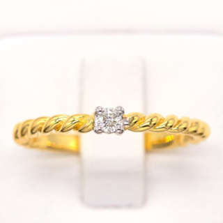 เม็ดเดี่ยวก้านเชือก แหวนเพชร แหวนทองเพชรแท้ ทองแท้ 37.5% (9K) ME804