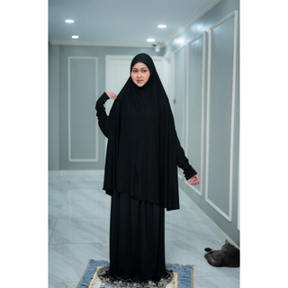 TB22ชุดละหมาดผู้หญิงระบายชาย แบบมีแขน สีพื้นหรือผ้าตะละกงผู้ใหญ่อิสลามสไตล์สำเร็จ กระโปรงคละลูกไม้