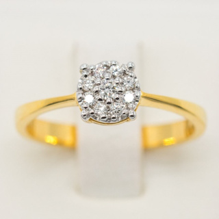 แหวนกระจุก เม็ดกลางรวม 9 เม็ด แหวนเพชร แหวนทองเพชรแท้ ทองแท้ 37.5% (9K) ME555