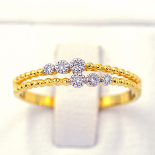 แหวนเพชรไล่ระดับกัน 6 เม็ด แหวนเพชร แหวนทองเพชรแท้ ทองแท้ 37.5% (9K) ME915