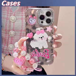 คูปองเคลม🎀เคสไอโ case for iphone 11 12 นาฬิกาปลุกการ์ตูนลูกสุนัขสุดน่ารัก เคส 14 13 12 11 pro max เคสโทรศัพท์แบบโซ่