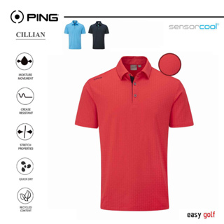 PING CILLIAN  POLO  JACQUARD PING MENS POLO เสื้อกีฬากอล์ฟผู้ชาย