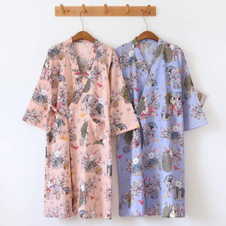 สินค้า 🇯🇵Yukata🇯🇵ชุดกิโมโน (kimono) ชุดคลุมอาบน้ำ ชุดนอนยูกาตะ ชุดนอนสไตล์คาวาอี้
