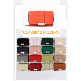 กระเป๋าสตางค์ใบกลาง กระเป๋าสตางค์ผู้หญิง หนังนุ่ม 3 พับ CLASSIC&MODERN พร้อมส่ง