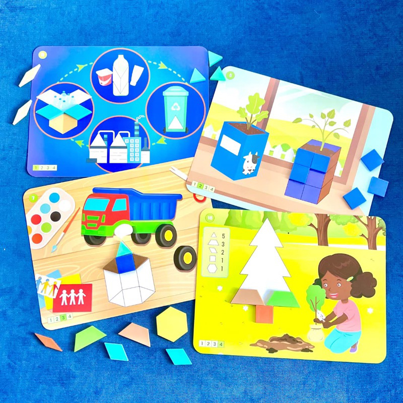 hand2mind-recycling-amp-conservation-pattern-block-puzzle-set-tangram-ชุดเกมบล็อกรูปปริศนาการรีไซเคิล-การอนุรักษ์ธรรมชาติ