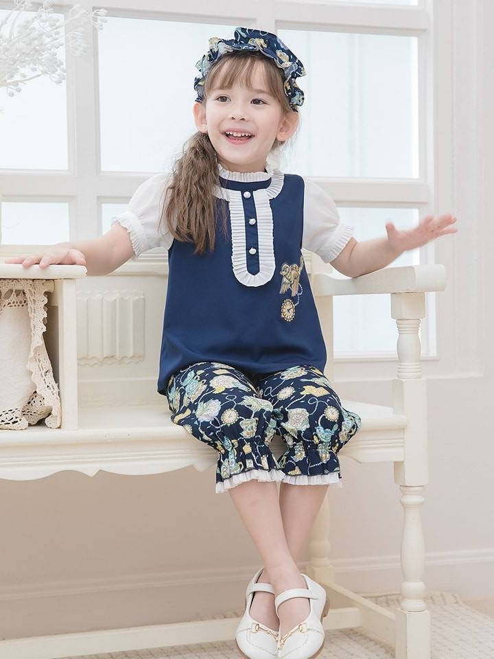 time-for-tea-5-pleated-ruffle-blouse-set-ชุดเซ็ต-เสื้อ-กางเกง-สำหรับเด็กผู้หญิง-เสื้อผ้าเด็ก