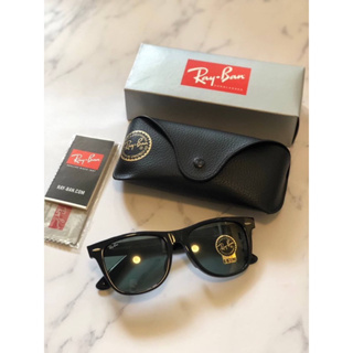 (ผ่อน0%) แว่นกันแดด RAY-BAN  WAYFARER สีดำเงา   SIZE 52 มม.