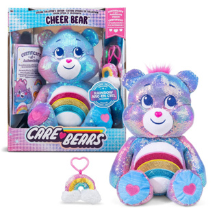 (ของแท้100%) Care Bears 14" Sequin Plush with Dangler - Cheer Bear