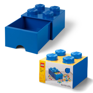 กล่องเลโก้ มีลิ้นชัก กล่องใส่เลโก้ LEGO Brick Drawer 4 knob สีน้ำเงิน BLUE 25x25x18 cm ของแท้