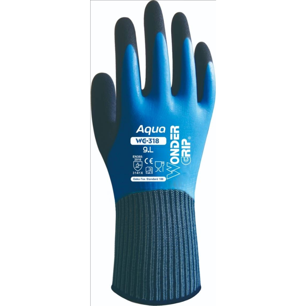 Wonder Grip WG-318, Werkstatthandschuhe, Blau, Black, S