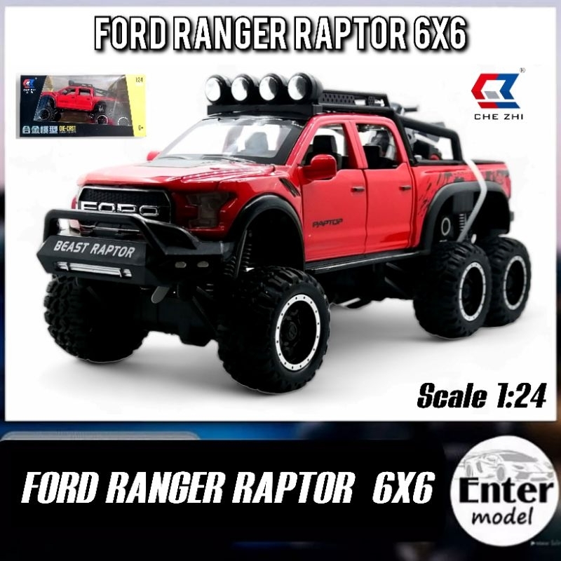 พร้อมส่ง-โมเดลรถเหล็ก-รถกระบะ-คันใหญ่-มีเสียงมีไฟ-ford-ranger-raptor-6x6-ขนาด-23เซนติเมตร-สเกล-1-24