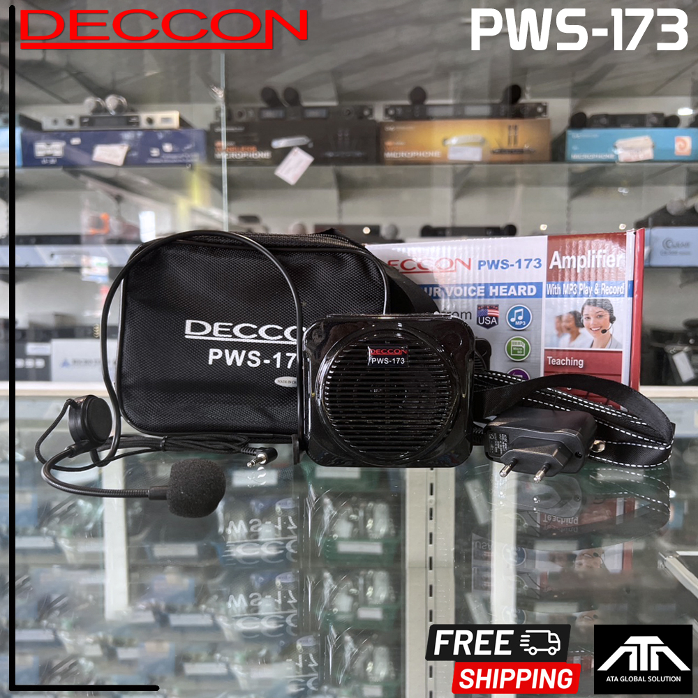 ตู้ลำโพงอเนกประสงค์-คาดเอว-deccon-pws-173-pws173-ลำโพงมินิคาดเอว-พร้อมไมค์ลอยครอบศีรษะอย่างดี-อัดเสียงผ่านไมโครโฟน