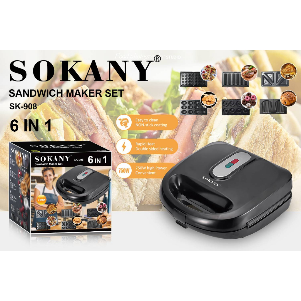 เครื่องทำวาฟเฟิล3in1-sokany-มีให้เลือก3รุ่น-สามารถทำได้หลักหลายในเครื่องเดียว-พร้อมส่ง