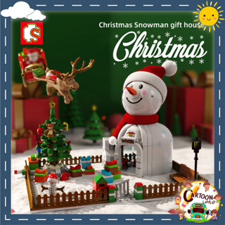 ตัวต่อSembo Block คริสมาส ซานต้าครอส ต้นคริสมาสหมุนได้ มีไฟ SD601156 จำนวน 573+ ชิ้น