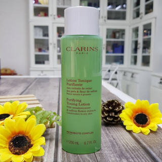 Clarins purifying toning lotion with meadowsweet 200ml โทนเนอร์ปรับสภาพผิวปราศจากแอลกอฮอลล์