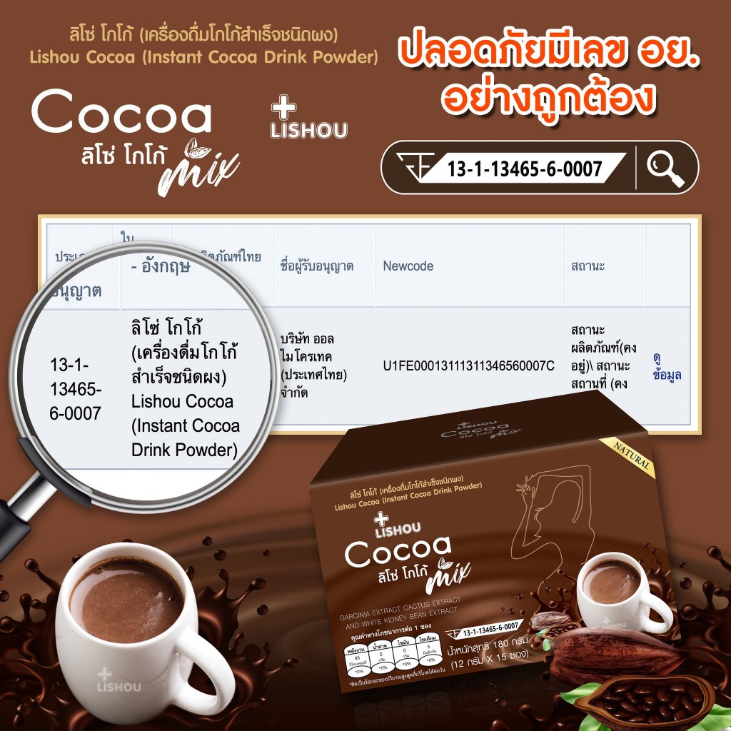 โกโก้ลิโซ่-โกโก้ลดน้ำหนัก-lishou-cocoa-mix