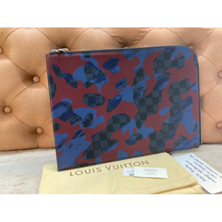 Louis Vuitton Damier Cobalt Camouflage Pochette Jour GM Canvas Clutch Bag