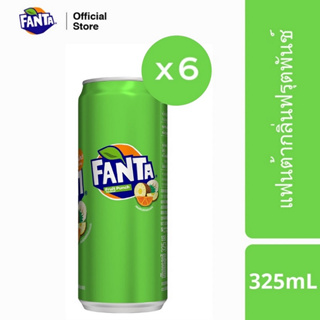 แฟนต้า น้ำอัดลม น้ำเขียว 325 มล. 6 กระป๋อง Fanta Soft Drink Fruit Punch (Green) 325ml Pack 6