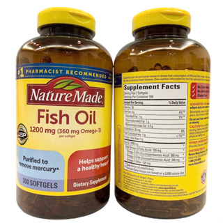 🔥🔥Exp.10/2025 (300 เม็ด) Nature Made Fish Oil 1200 mg (360 mg Omega-3)