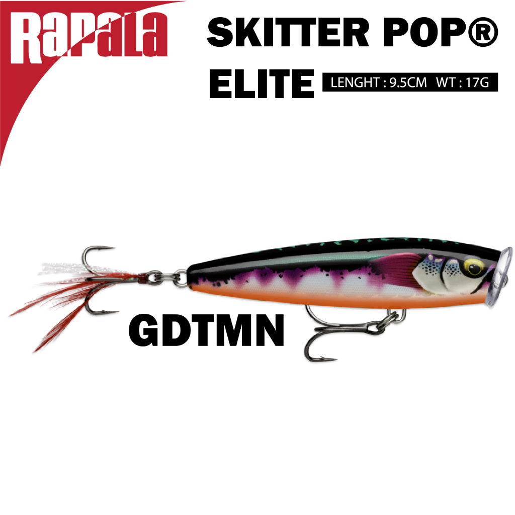 Leurre Rapala Skitter Pop Elite SPE95 – Flottant, Topwater, 95mm, Coloris GDTMN