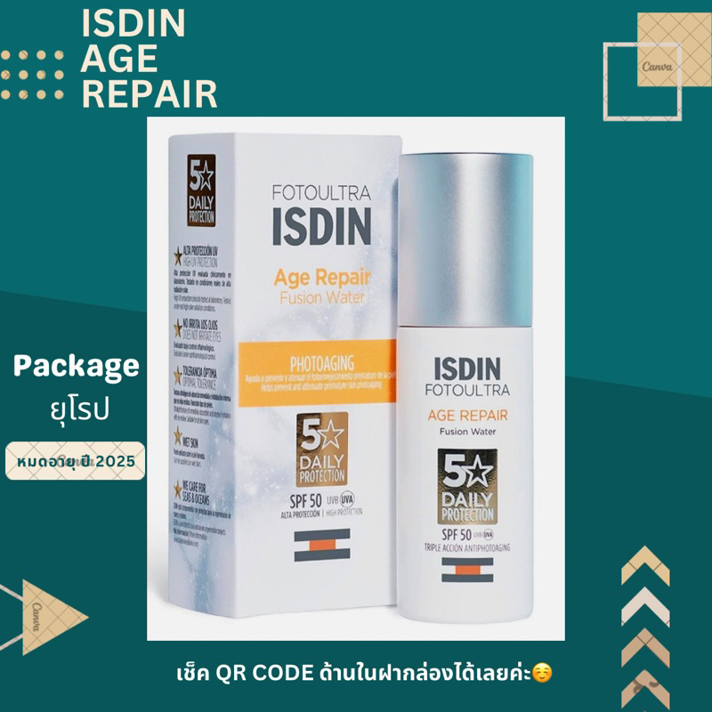 พร้อมส่ง-foto-ultra-isdin-age-repair-fusion-water-spf-50-ของใหม่หมดอายุปี-2025