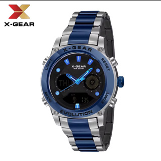 นาฬิกาข้อมือชายX-GEAR ระบบQuartz Digitalตัวเรือนและสายสแตนเลส2ไมครอน ทรงกลม40มม.ไฟสวยสว่าง2ATM Water resistance