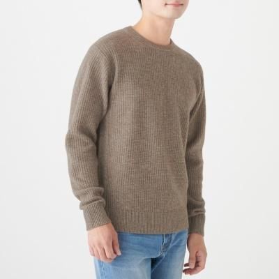 เสื้อไหมพรมผุ้ชาย-เสื้อไหมพรมคอกลม-muji-yak-blend-wool-knitting-crew-neck-sweater-13984987394