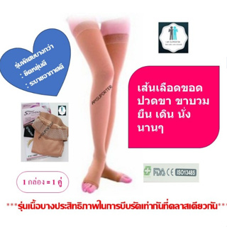 ถุงน่องรักษาเส้นเลือดขอด Softmina คลาส 1 (15-20 มม.ปรอท) เหนือเข่า เปิดปลายเท้า สีเนื้อ