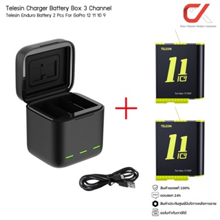 Telesin Rechargeable Enduro Battery for GoPro Hero 12 11 10 9 + Charger Battery Box 3 Channel แบตโกโปรพร้อมแท่นชาร์จ