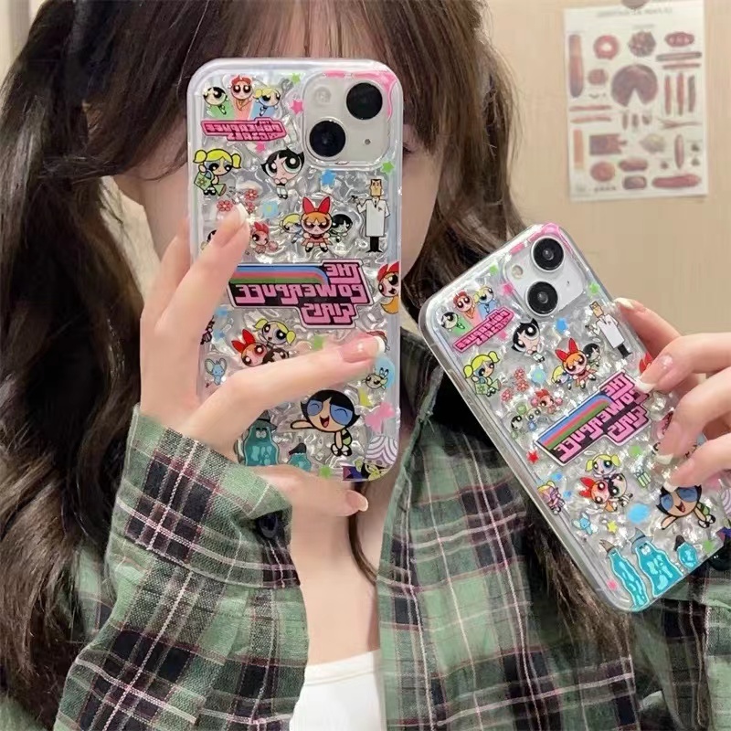 จัดส่งทันที-เคสไอโ-case-for-iphone-11-12-เหล่าสาวพาวเวอร์พัฟ-เคส-15-14-13-12-11-pro-max-ซิลิโคนเหลว-ป้องกันการตกcase