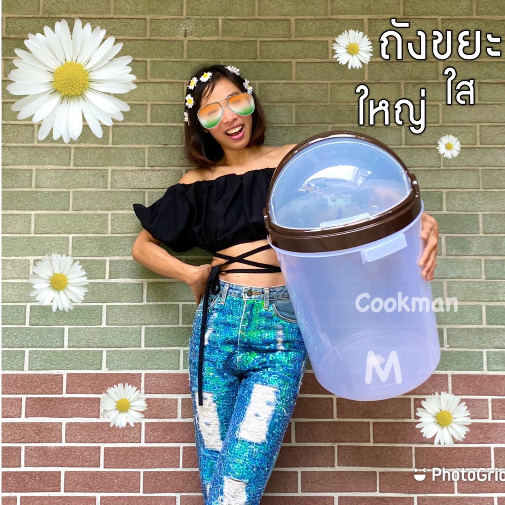 ภาพหน้าปกสินค้าCookman ลด100ใน live12.00-24.00 ถังขยะขนาดใหญ่ ใส ถังขยะพลาสติก ถังขยะมินิมอล