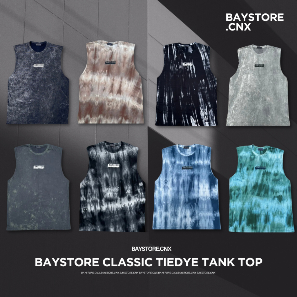 baystore-เสื้อคอกลมแขนกุดผ้าฟอกมัดย้อมสกรีน-ทรงสวย