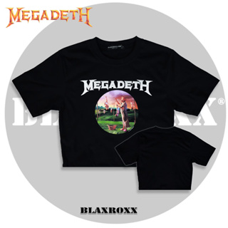 Blaxroxx เสื้อครอป วง Megadeth® ลิขสิทธิ์แท้ (C-MGD002) เสื้อยืดคอกลมแขนสั้น สกรีนลายวินเทจ