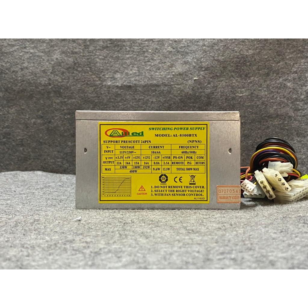 POWER PSU ALLIED AL-8500BTX 500W ไม่มีสายต่อไฟเลี้ยง 6 พิน สินค้ามือสอง ...