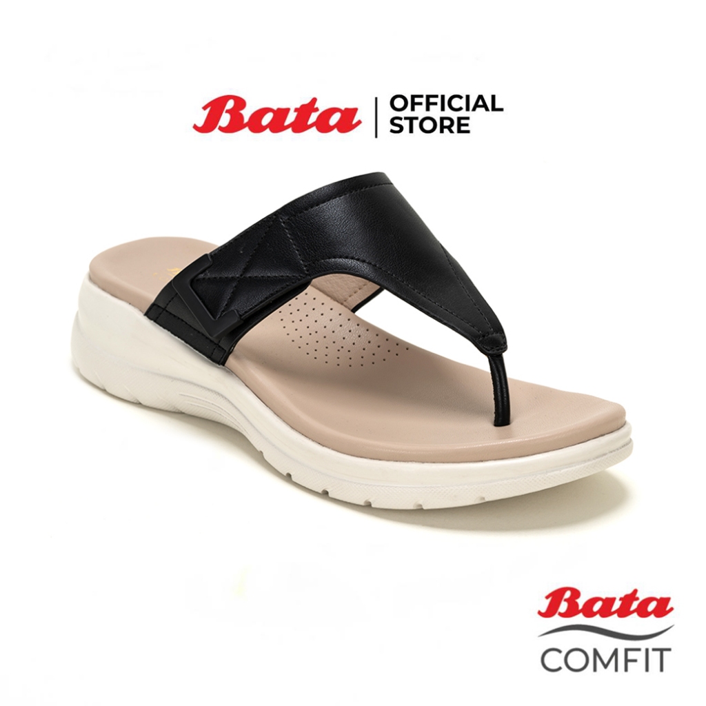 online-exclusive-bata-บาจา-comfit-รองเท้าเพื่อสุขภาพหูหนีบ-สวมใส่ง่ายน้ำหนักเบา-สำหรับผู้หญิง-สีดำ-รหัส-5806046