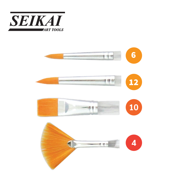 seikai-ชุดพู่กันสีน้ำอะคริคใส-4-ด้าม-1-ชุด