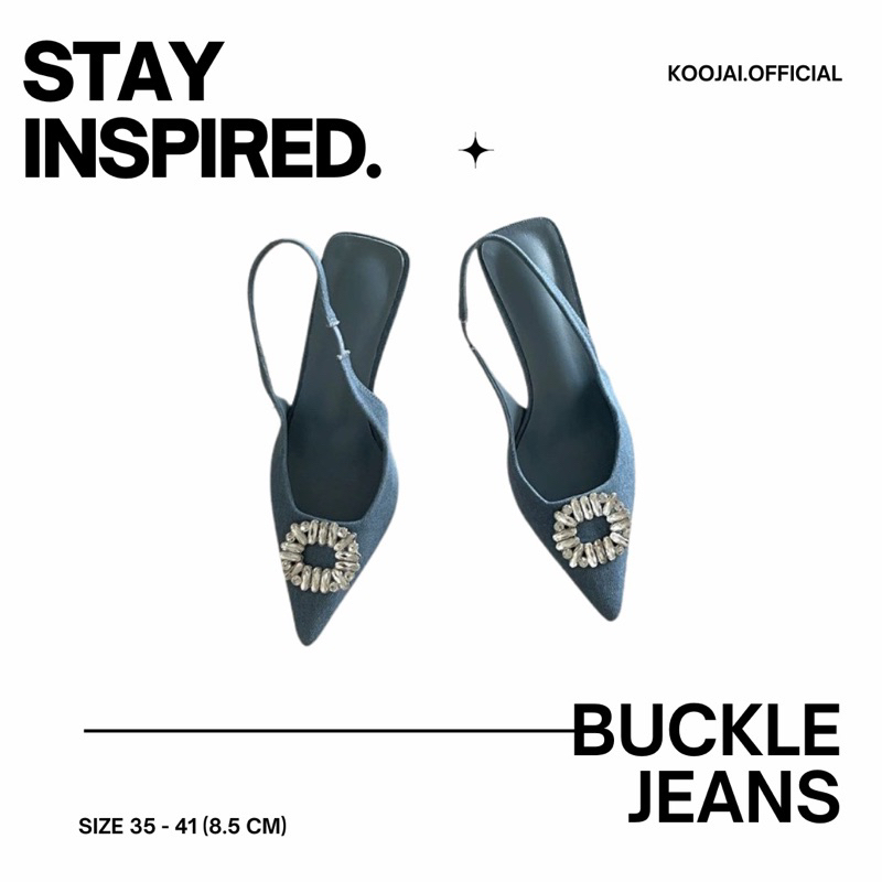 รองเท้าส้นสูง รุ่น buckle jeans แนะนำบวกเพิ่ม 1 ไซส์จากปกติ สูง 3 นิ้ว