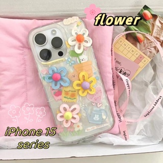 🎈จัดส่งภายใน24ชม🎈เคส for iPhone 15 14 Pro Max Case for iPhone 12 13 11ป้องกันการตก การป้องกัน ดอกไม้ สไตล์วรรณศิลป์