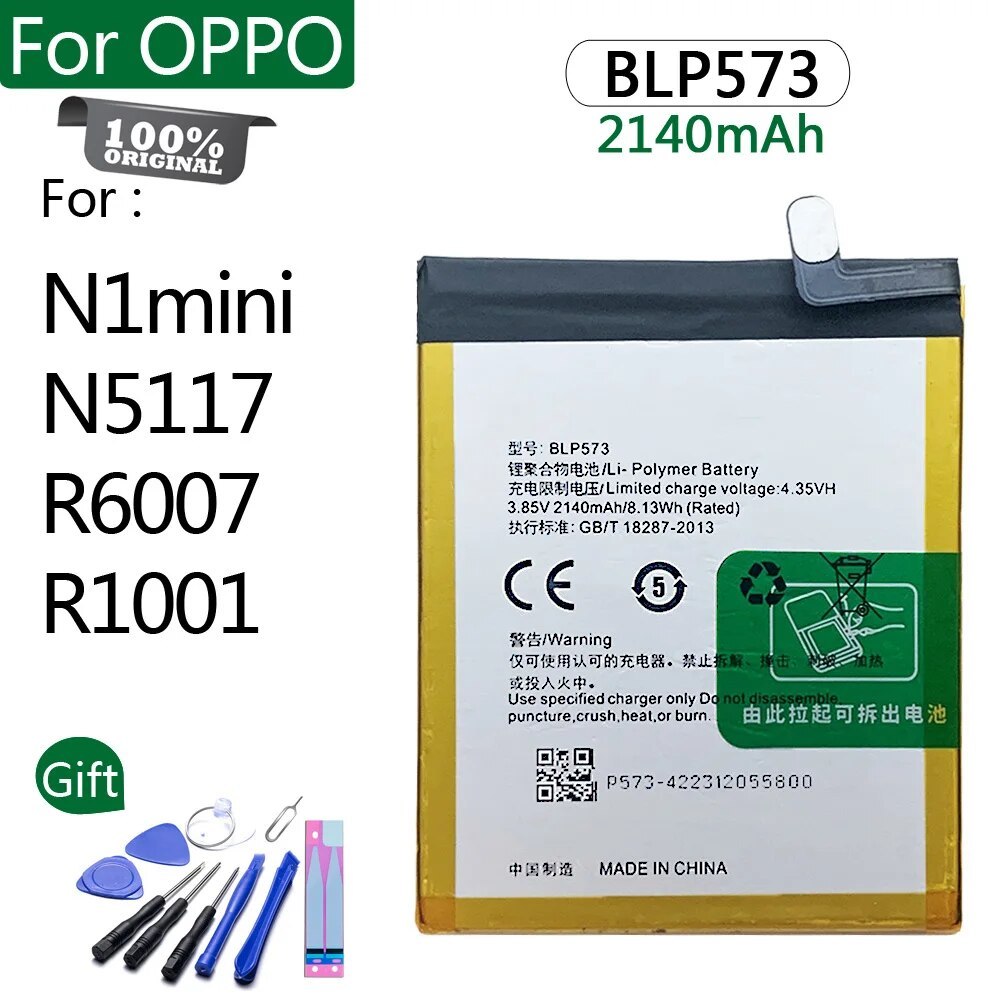 BLP573แบตเตอรี่เดิมสำหรับ R6007 N5117 OPPO R1001 N1mini /2140mAh ...