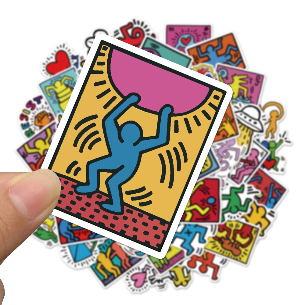 💥พร้อมส่ง💥Keith Haring คีธ แฮริ่ง DIY 50แผ่น sticker กันน้ำ สติ๊กเกอร์ ...