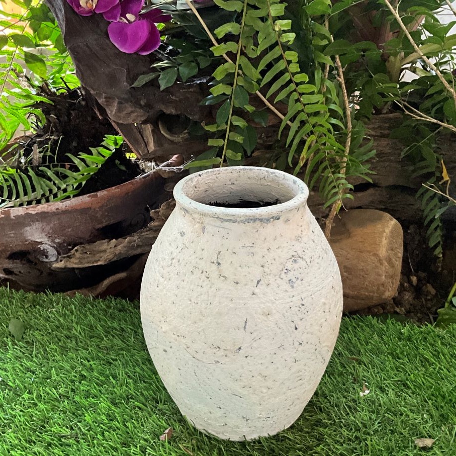 Vase แจกันดินเผาทรงไหปากตัดจิ๋ว ขนาด 18 x 23 cm. | Shopee Thailand