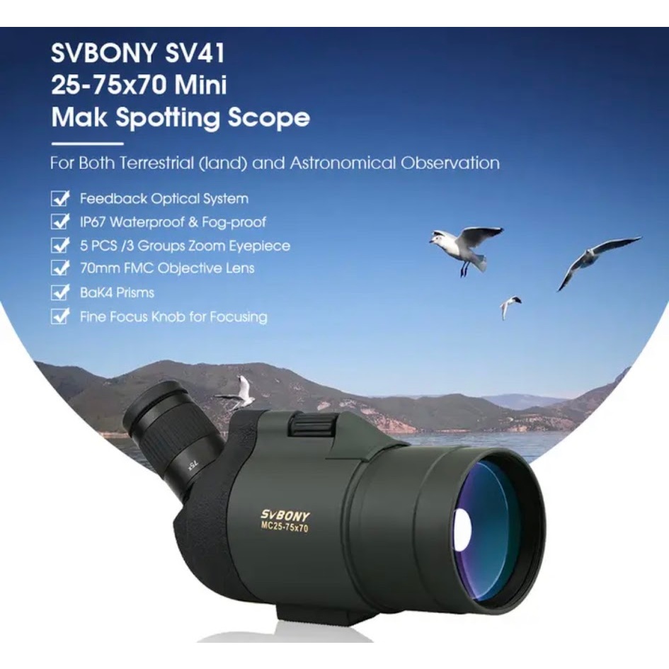 Svbony 25-75x70 SV41กล้องโทรทรรศน์ดาราศาสตร์ MAK ทรงพลัง FMC | Shopee ...