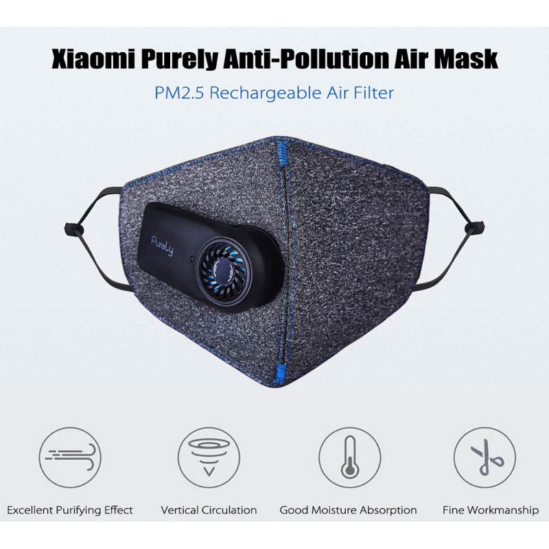 Xiaomi Purely Air Mask กรอง nano 4 ชั้นได้ถึง 99% พัดลมในตัว แถม Filter ...