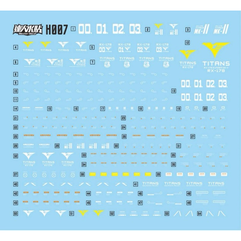 ⬛️ดีคอลน้ำ DL 007 HGUC DECAL BANDAI HGUC 1/144 RX-178 Gundam Mk-II ...