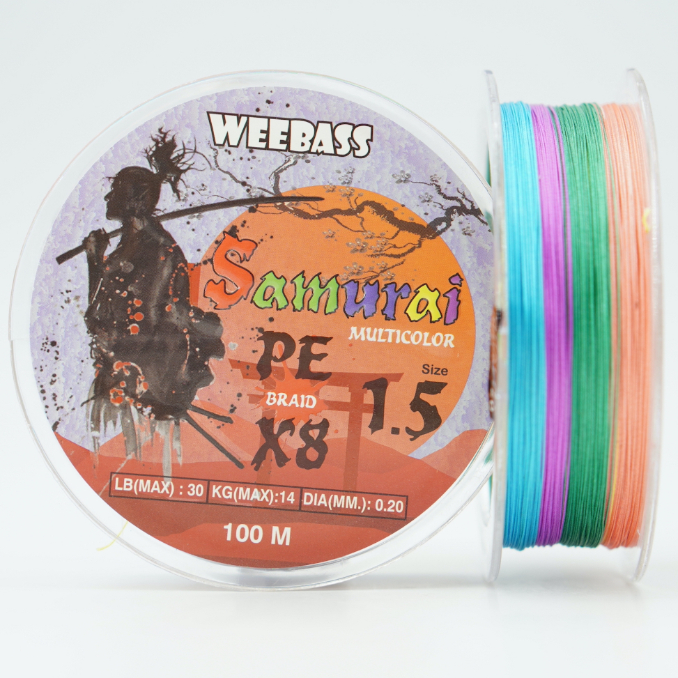 WEEBASS รุ่น SAMURAI สาย PE BRAID x8 สายพีอี ซามูไร ถัก 8 สีรุ้ง ยาว ...