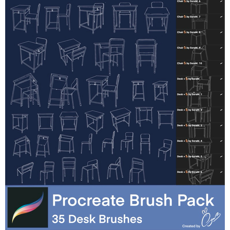 Procreate Desk Brushes บรัชโต๊ะนักเรียน | Shopee Thailand