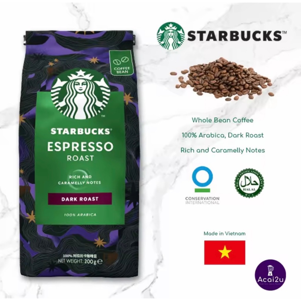STARBUCKS Espresso Roast Dark Roast Whole Bean Coffee เมล็ดคั่วเข้ม ...