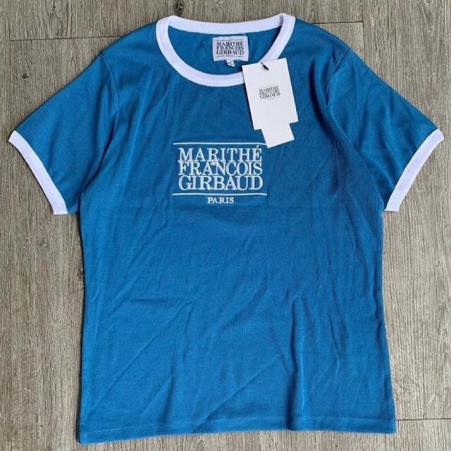 MARITHE FRANCOIS GIRBAUD W PARIS GRAPHIC RINGER TEE light heather gray