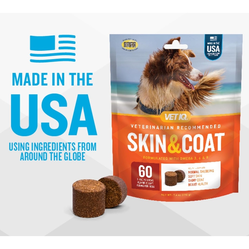 VetIQ Skin and Coat Dog อาหารเสริมสุนัข โอเมก้า 3,6,9 บำรุงขนและผิว
